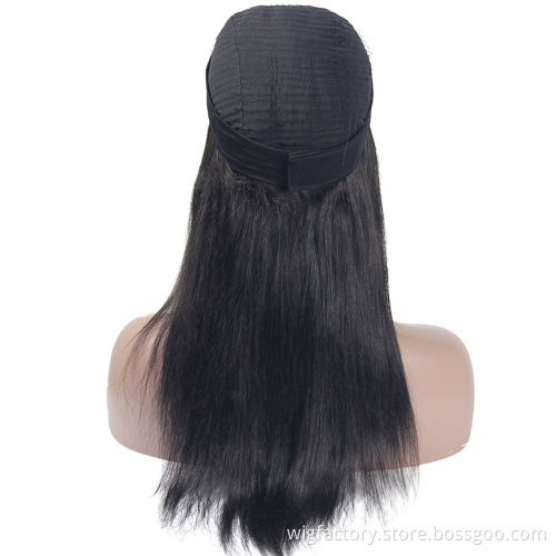 brazilian 100 real human hair wig with band, straight human black hair wig